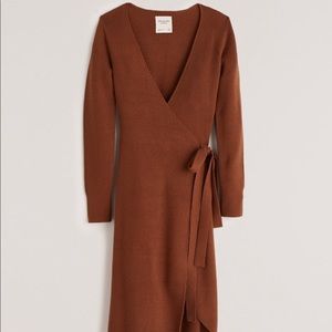 NWT Burnt Orange Midi Sweater Wrap Dress